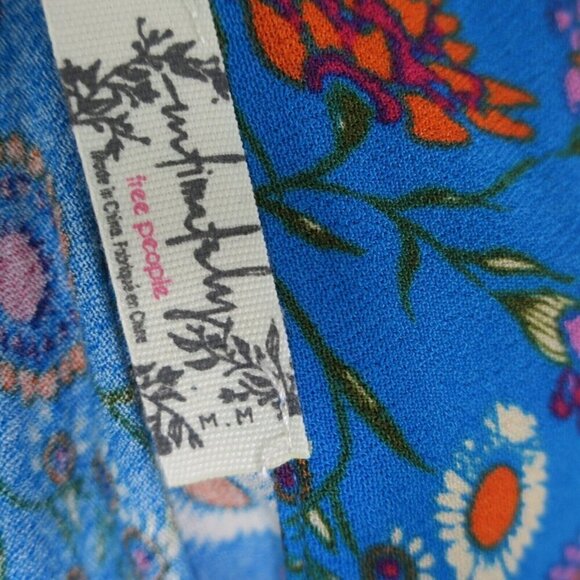 Free People Intimately She's Dainty Blue Bodysuit Top Flared Sleeve Medium - Picture 3 of 4